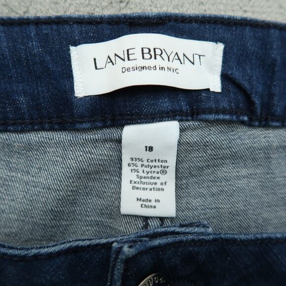 Lane Bryant Jeans Women's Size 18 Blue Mid-Rise Skinny 27" Inseam Distressed - Picture 10 of 16